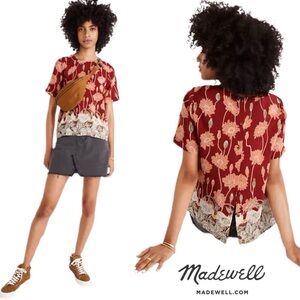 Madewell Silk Button- Back Pocket Top in Tall Sunflower sz Large